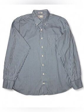 Peter Millar Crown Soft Blue Check Button Down Shirt Cotton Silk Luxury Mens XXL